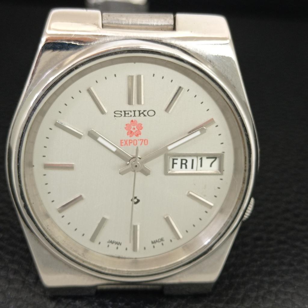 ОРИГИНАЛЬНЫЕ ВИНТАЖНЫЕ АВТОМАТИЧЕСКИЕ МУЖСКИЕ ЧАСЫ SEIKO EXPO 70 ЯПОНИЯ СЕРЕБРЯНЫЙ ЦИФЕРБЛАТ a708788-1