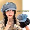 Japanese Octagonal Cap Cloud Newsboy Cap Trendy Retro Bow Beret  Girls