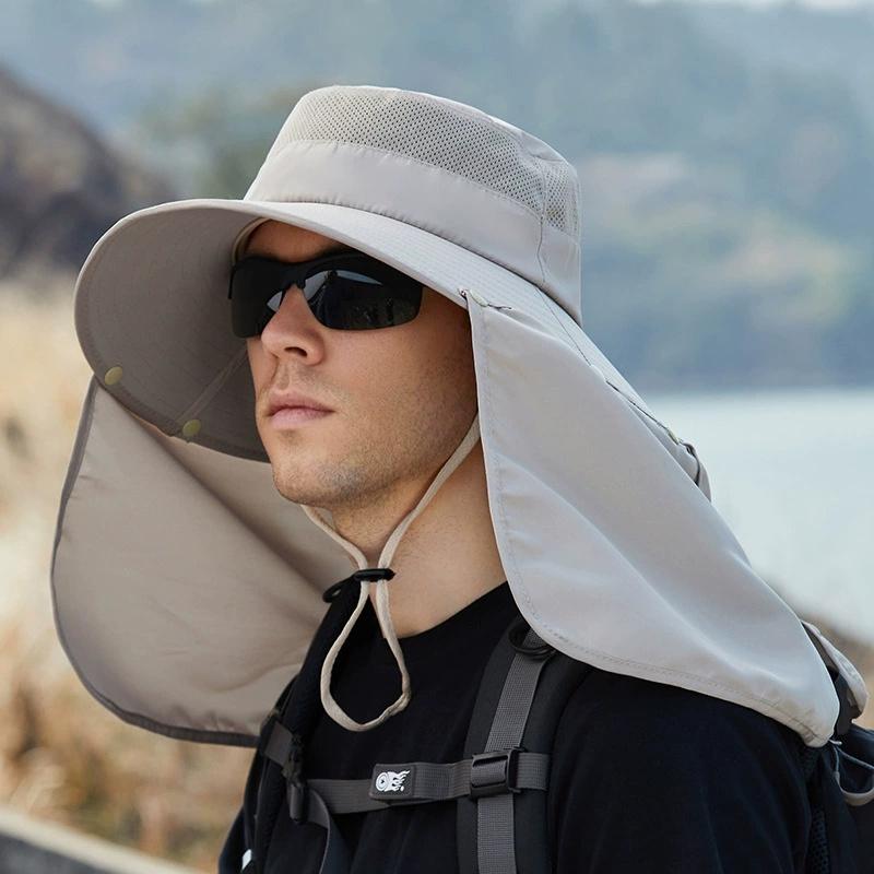 Outdoor summer neck protection sun shading fishing bike hat sun protection mask hat oversized Brim dual-purpose fisherman hat