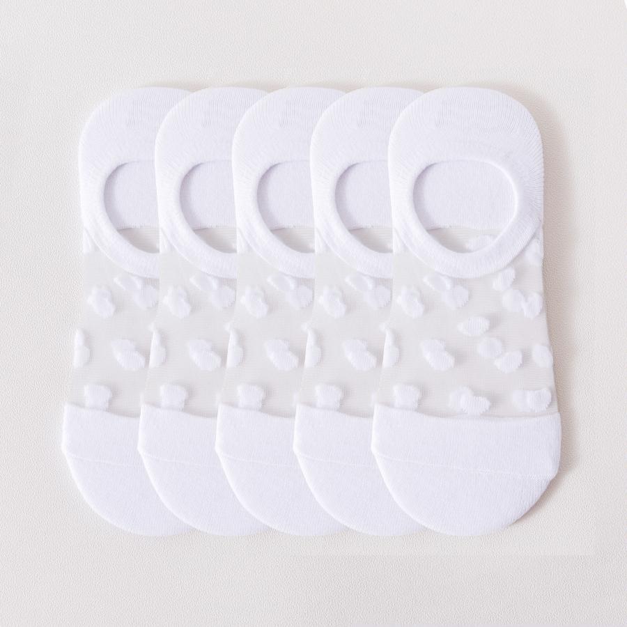 5Pairs Round Dot Socks Women's Summer Thin Transparent Invisible Boat Socks Breathable Short Sock Mesh Ultra-thin Non-slip Socks