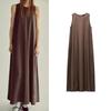Fall and Winter New Women's Clothing Loose Round Neck Sleeveless Hidden Hook Drape Long Midi Skirt Dress 4661291