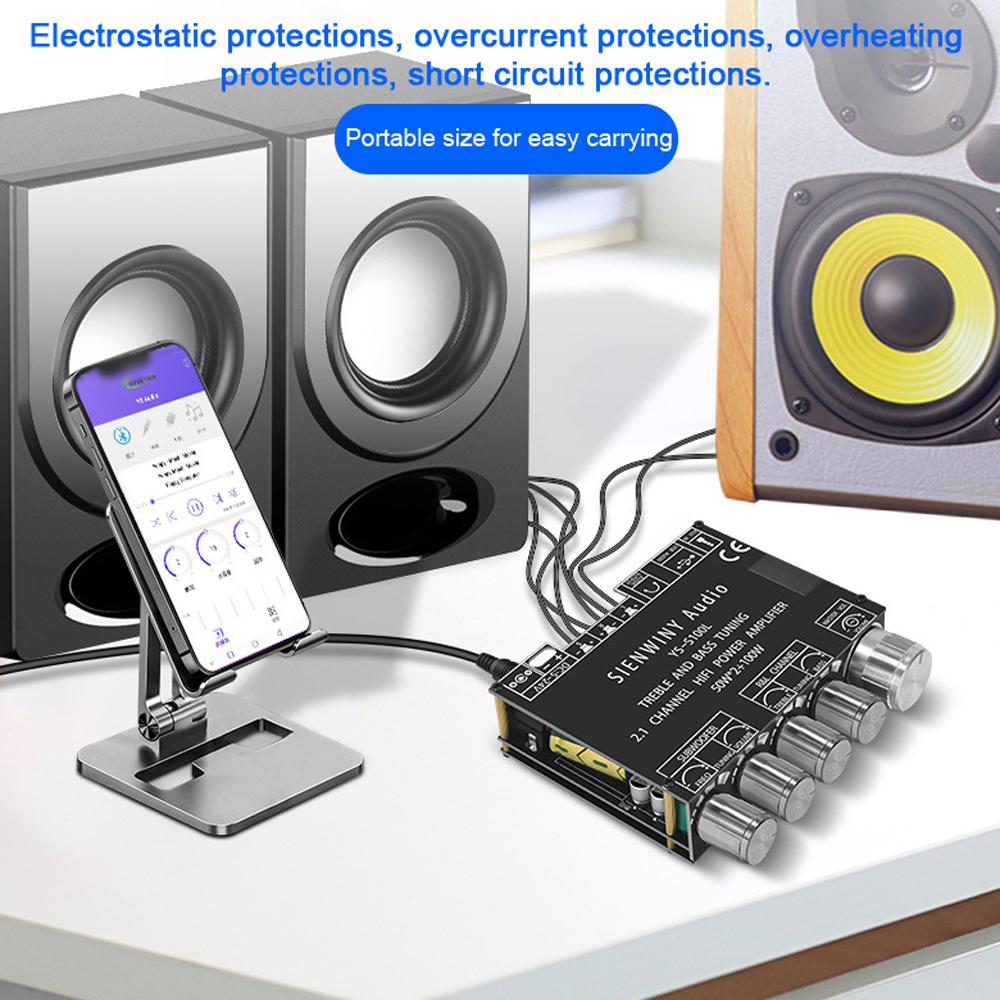 Portable BT Power Amplifier Module Multifunctional 2.1 Channel Power Amp Board Stereo Subwoofer