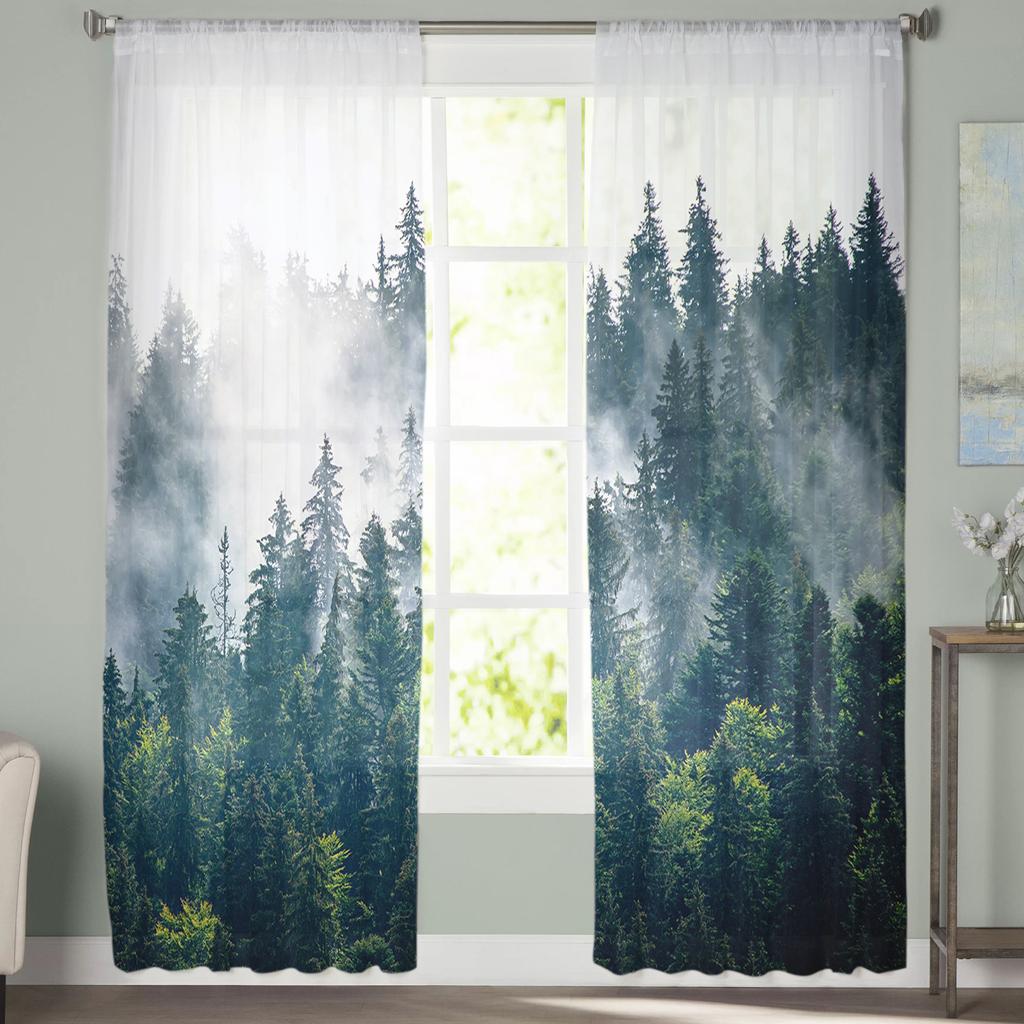 Летние шторы с простым градиентом для леса, современные шторы из марли для гостиной, спальни, шторы из вуалевой пряжи