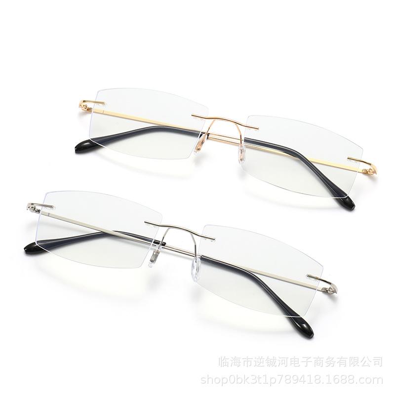 Internet celebrity personalized frameless reading glasses men's and women's elderly glasses trend lightweight advanced anti-blue reading glasses
