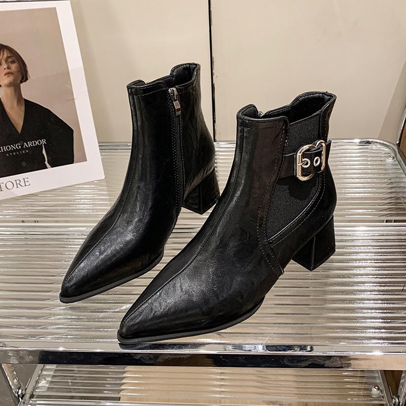 Модные ретро-модные ботинки челси с пряжкой на ремне для женщин, осенне-зимняя женская обувь на мягкой подошве, дизайнерские ботильоны большого размера для женщин