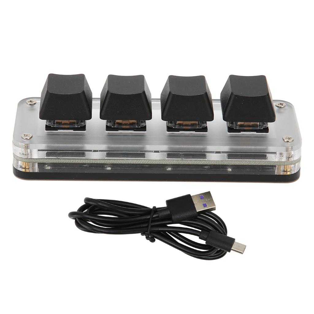 4 Fully Programmable Keys Mini Type C Wired One Handed Mechanical Keyboard for Windows