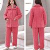 Pyjamas Women's Winter Coral Fleece Cotton Set  New Winter Plus Fat Plus Size Plus Thick Fleece Home Wear Embroidery Pocket