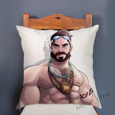 Cozy Sexy Boyfriend Cartoon Velvet Throw Pillow Cover Hairy Jock Muscle Man Love Gay Homosexual Art Sexy Boy Sofa Cushion Cover