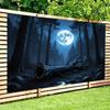 2D Full Moon Forest Banner, Dark Blue Night Woods with Fallen Tree