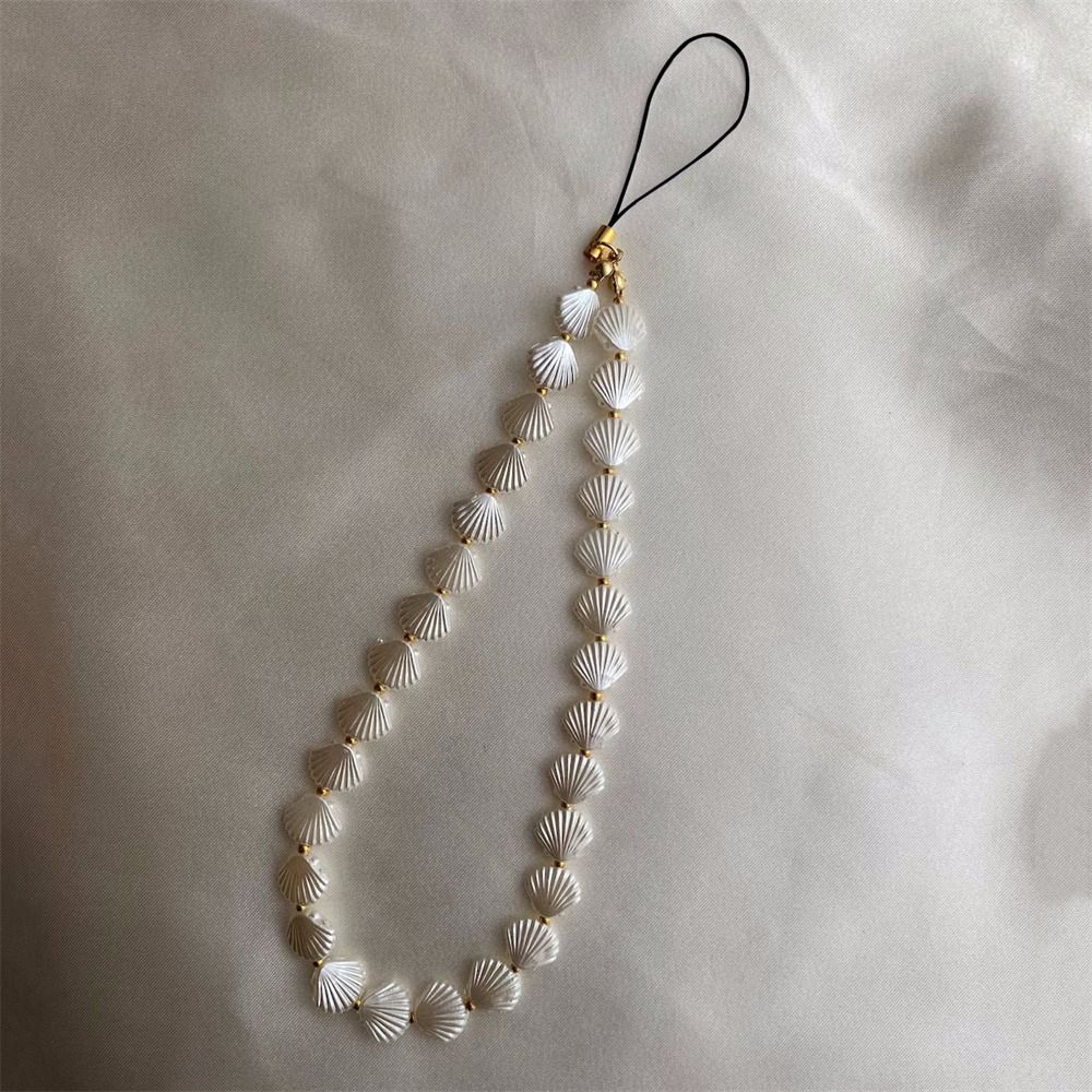 Love Heart Shell Beaded Key Chain Mobile Phone Lanyard Phone Strap Mobile Phone Chain Phone Charm