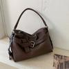 Large Capacity Motorcycle Shoulder Bag Soft Underarm Bag Leather Tote Bag  Casual Commuting