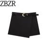 Zbzr Spring New Women Clothes Western Style Fashion Temperament Versatile With Belt Double Placket Culottes 8741035