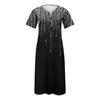 Women's Summer Casual Printed V-Neck Short-Sleeve Swing Dress