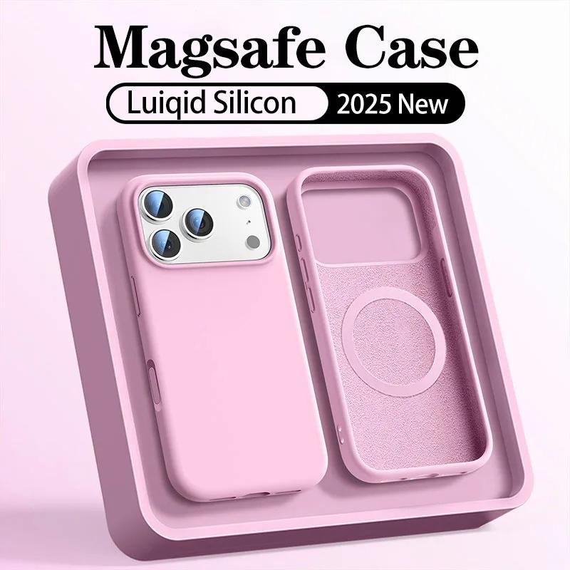 Official Original Liquid Silicone Magnetic Phone Case For iPhone 17 Air 16 15 14 Plus 13 12 Pro Max 17Pro For Magsafe Soft Cover