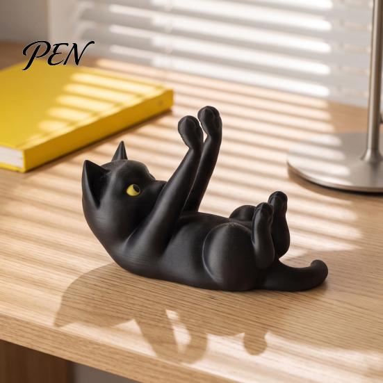 Милый черный кот держатель для телефона, смешной держатель, 3D-печатное животное, подставка для смартфона для ленивых, фигурка-декор для стола, декоративный котенок, крепление для планшета, домашний офис, спальня