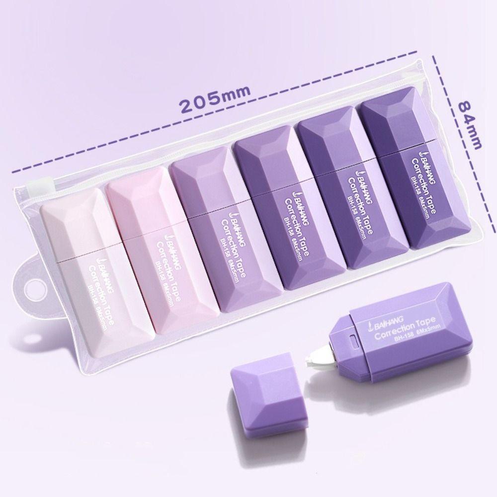 6PCS/Set Gradient Color Correction Tape 36M Large Capacity Student Alteration Tape  School Office