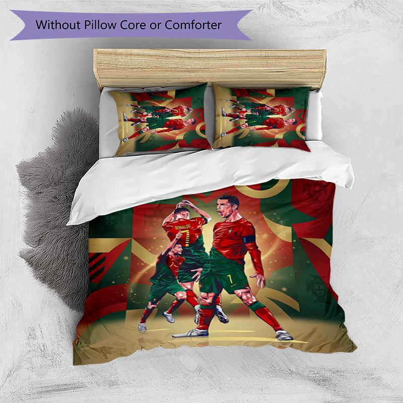 Cristiano Ronaldo Printed Bedding 3 Piece Set Cozy Breathable Bed Cover Set as Housewarming Holiday Gift