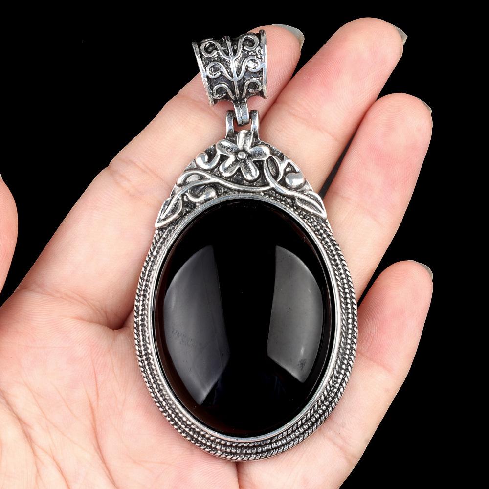 Healing Crystal Necklace Metal Base With Oval Stone Gemstone Pendant Necklaces Natural Spiritual Quartz Jewelry for Women