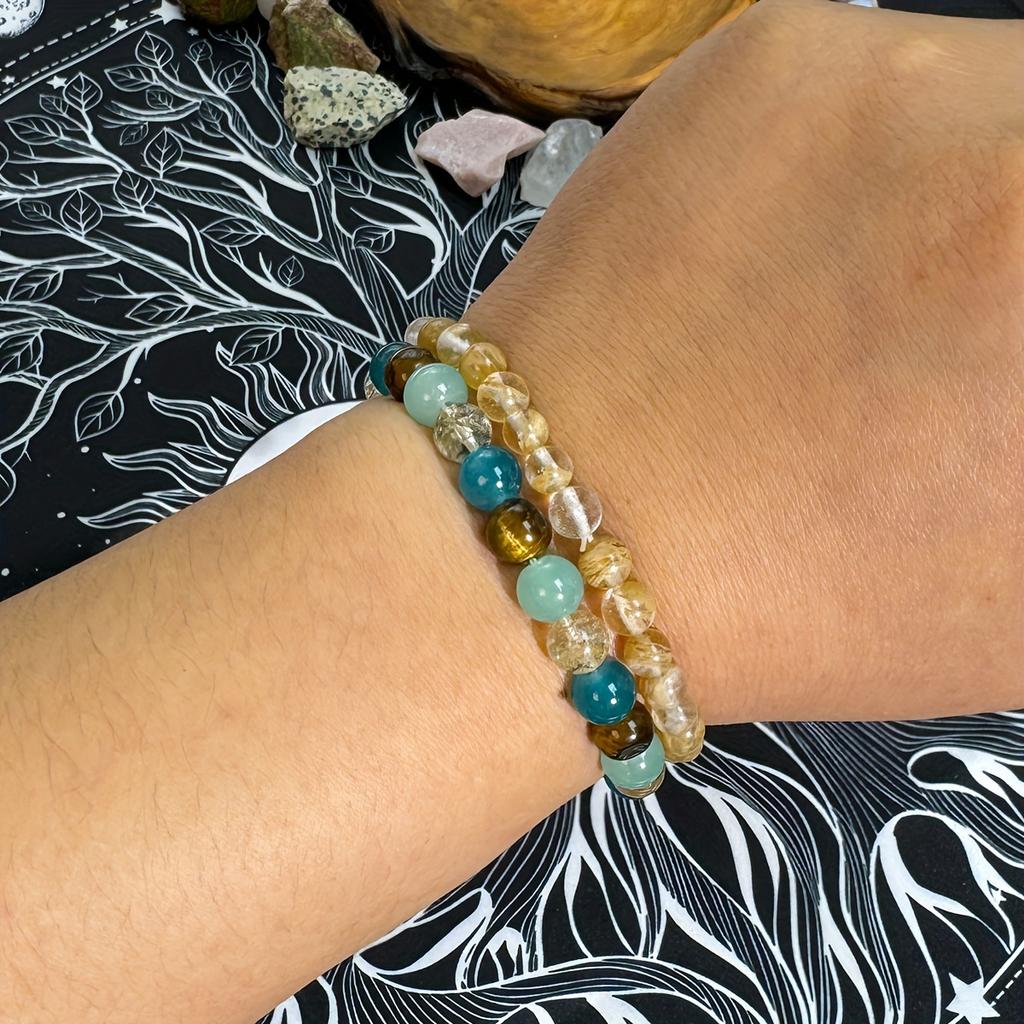 Новый браслет из дымчатого кристалла с тигровым глазом, эластичный браслет ручной работы, оптовая продажа, оптимизм и счастье, рождественский подарок для семьи