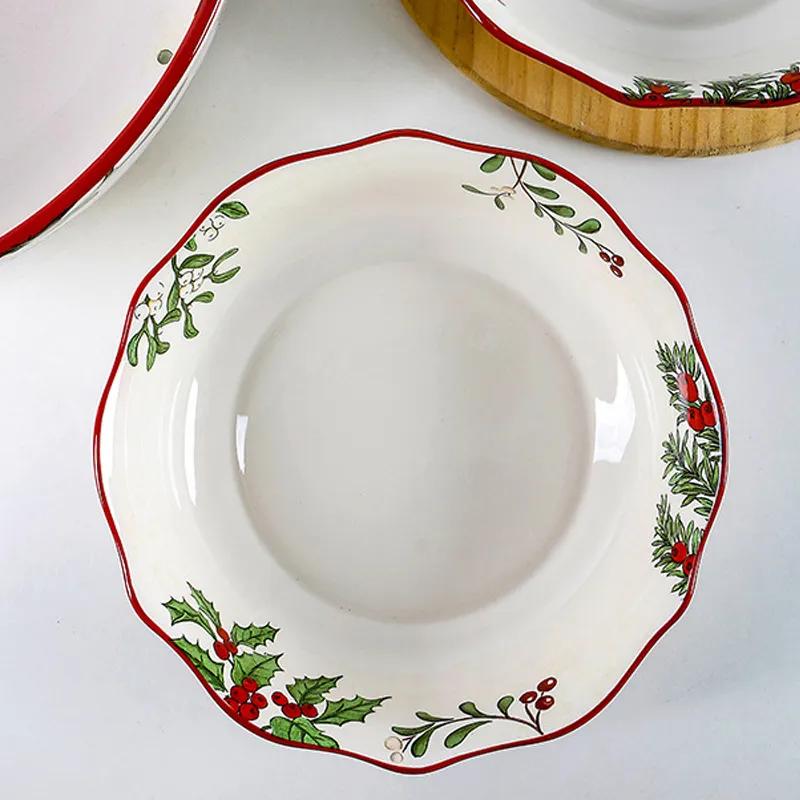 Салатники для фруктов в американском стиле, домашние суповые тарелки, неглубокие тарелки неправильной формы, креативные керамические глубокие тарелки, расписные подглазурной краской, можно использовать повторно