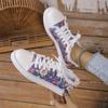Floral Skull Canvas Shoes 2024 Women Large Size Flat Sneakers Female Lace-up Sports Shoes Casual Vulcanized Shoes Femme Zapatos
