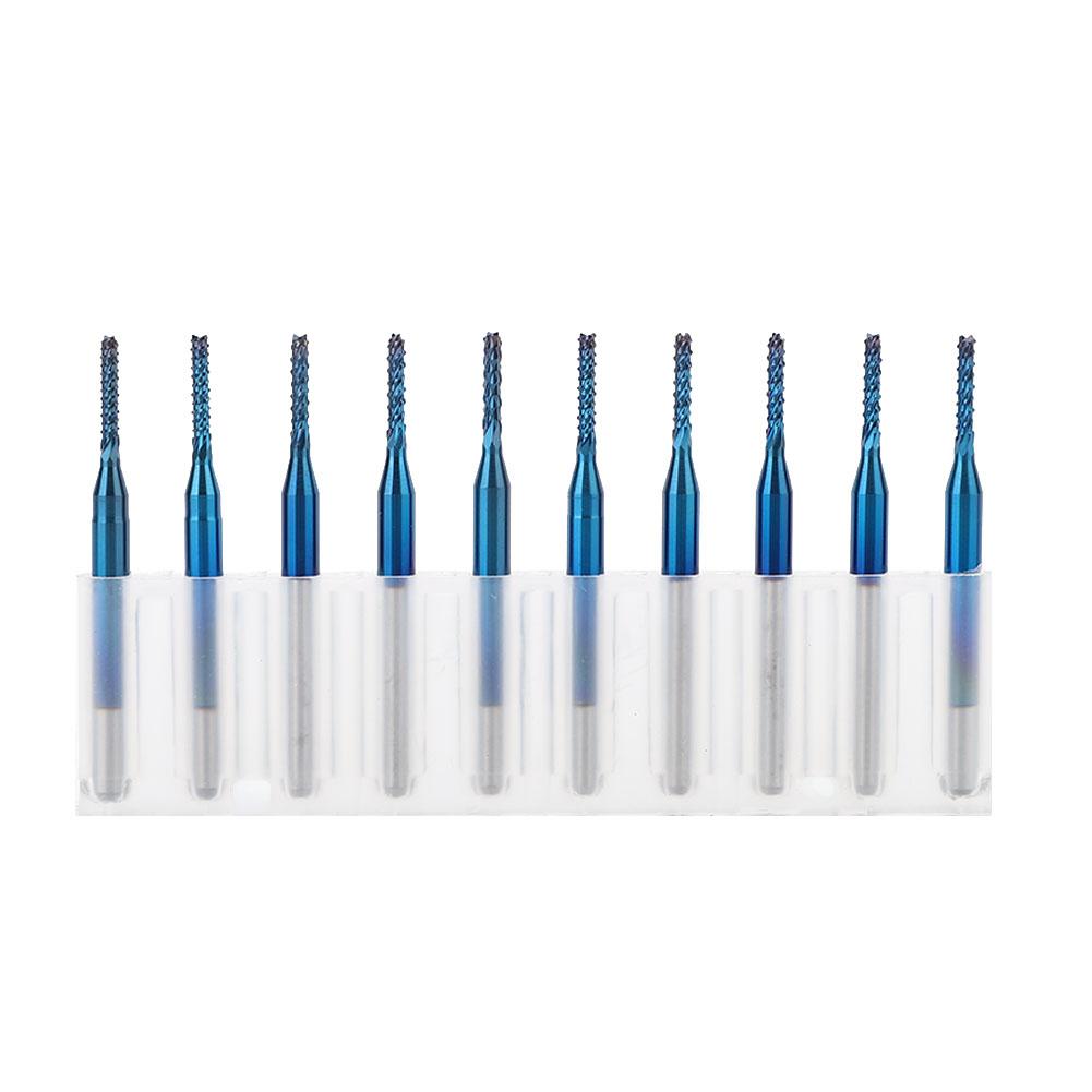 10 шт. твердосплавных фрезерных резцов Blue Corn End Mill Engraving Bit для станков с ЧПУ PCB (1.5mm)