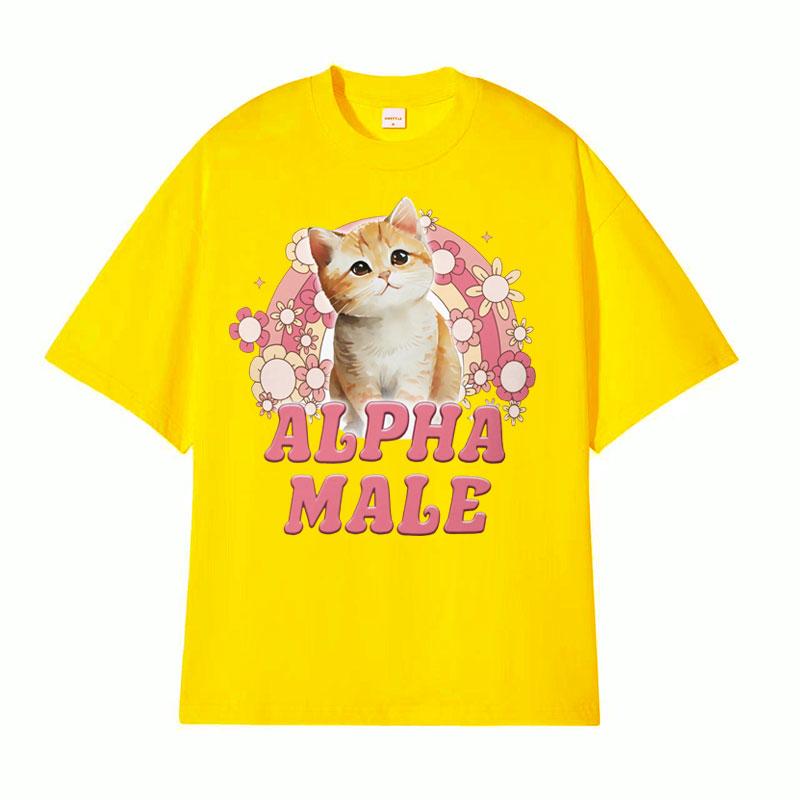 Alpha Male Cute Kitten Rainbow T Shirt Men Women Funny Cat Meme Graphic T Shirts Fashion Vintage Short Sleeve Tshirt Streetwear