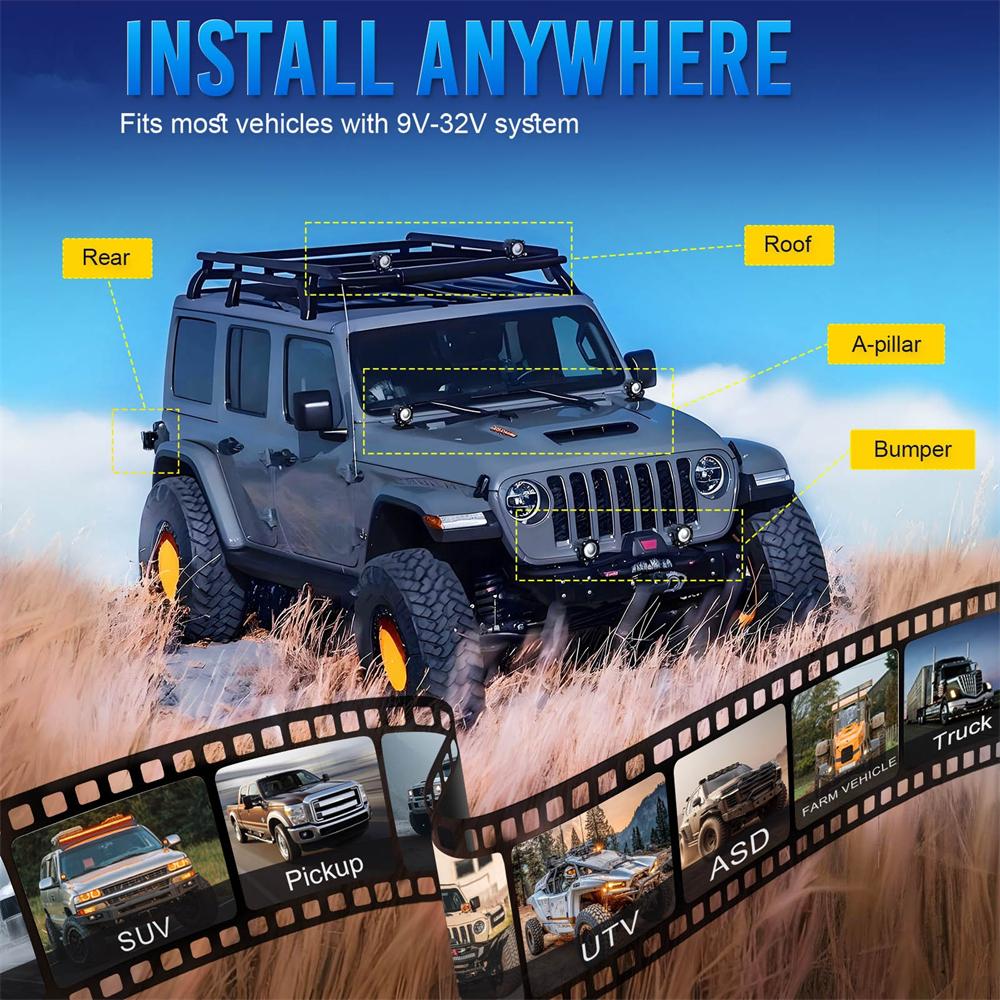 2x 3" 72W LED Light Pods Truck ATV UTV Offroad Driving Fog Lamp Spot Flood Beam