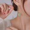 Винтажные серьги-капли из нефрита Хотан для женщин, модные серьги с зеленым кристаллом и длинной кисточкой из жемчуга, украшения для вечеринок