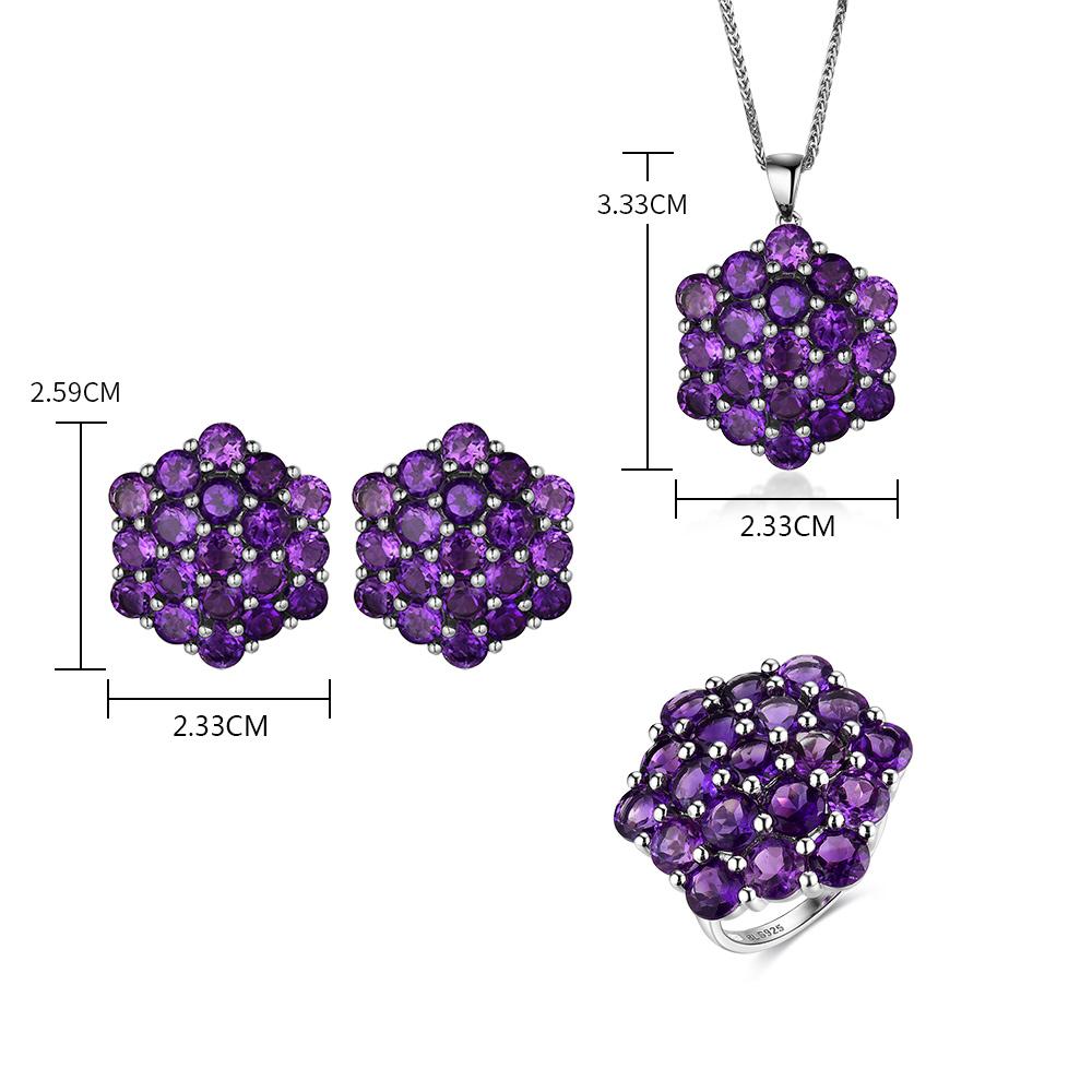 2023 Новые роскошные ювелирные изделия из натурального аметиста, серебряные кольца 925 пробы, серьги, ожерелье, комплект ювелирных изделий для женщин, подарок на годовщину