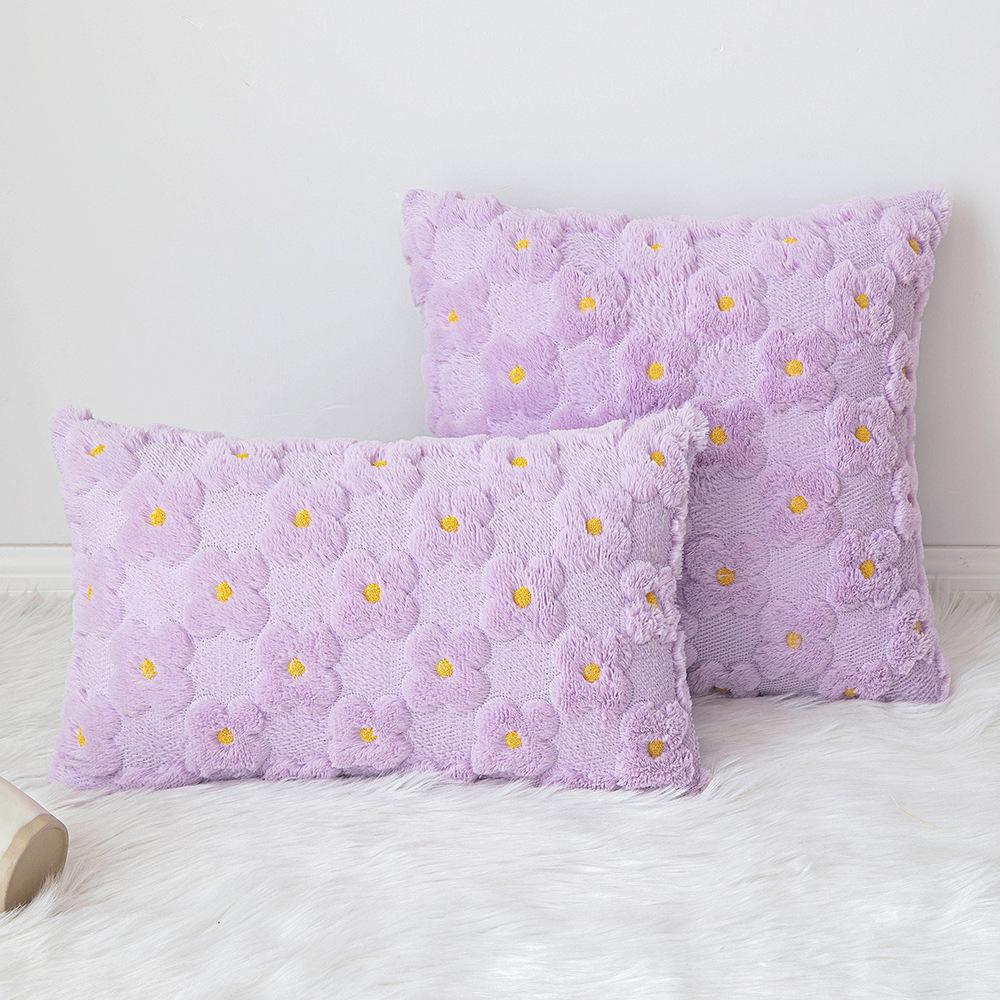 Daisy Embroidery Floral Throw Pillow Covers Spring Summer Decorative Pillowcase Square Cushion Cover for Couch Sofa Bed Living Room Bedroom Decor