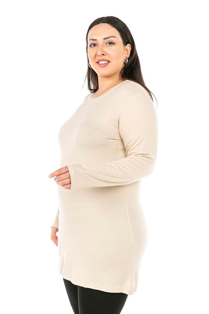 Women's Style Big Size Body Plus Size Round Neck Long Sleeve Viscose Long Mink Body
