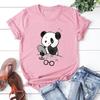Summer Panda T Shirts Fashion Cartoon Printed Casual T-shirt Panda Makeup Funny Tee Blouse