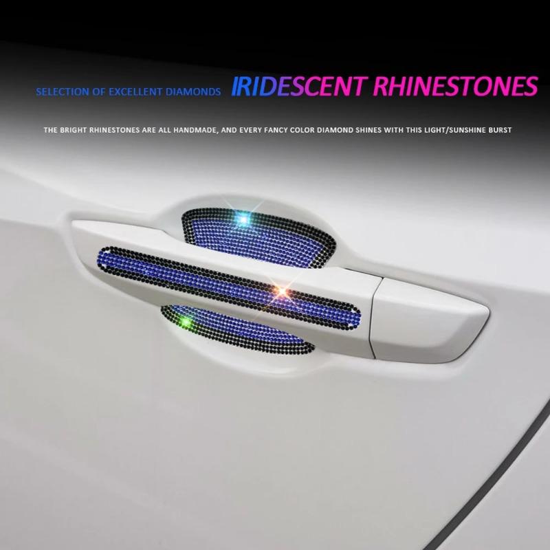 8 шт. блестящие хрустальные алмазные стразы для украшения дверных ручек автомобиля, наклейка для защиты от царапин