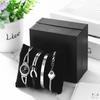 Cute Stainless Steel Bangle Silver Infinity Code Heart Bracelet Waterproof Quartz Watch Bracelet 4 Piece Set Christmas Day Gift for Mother Women's