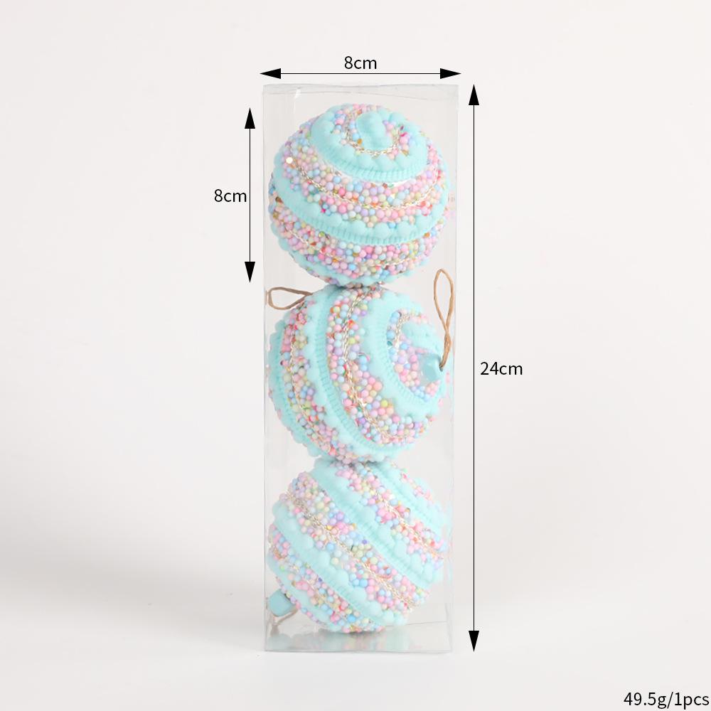 Набор елочных украшений: Девять расписных макаронс конфетных цветов, неправильной формы