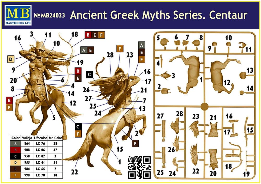 Master Box Масштаб 1/24 Серия Греческая мифология Кентавр-лучник, Получеловек, Полузверь Пластиковая модель, MB24023