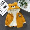 Children's Warm Cotton-padded Winter Thick Coat Cute Bear Shape Baby Corduroy Hooded Zip Jacket