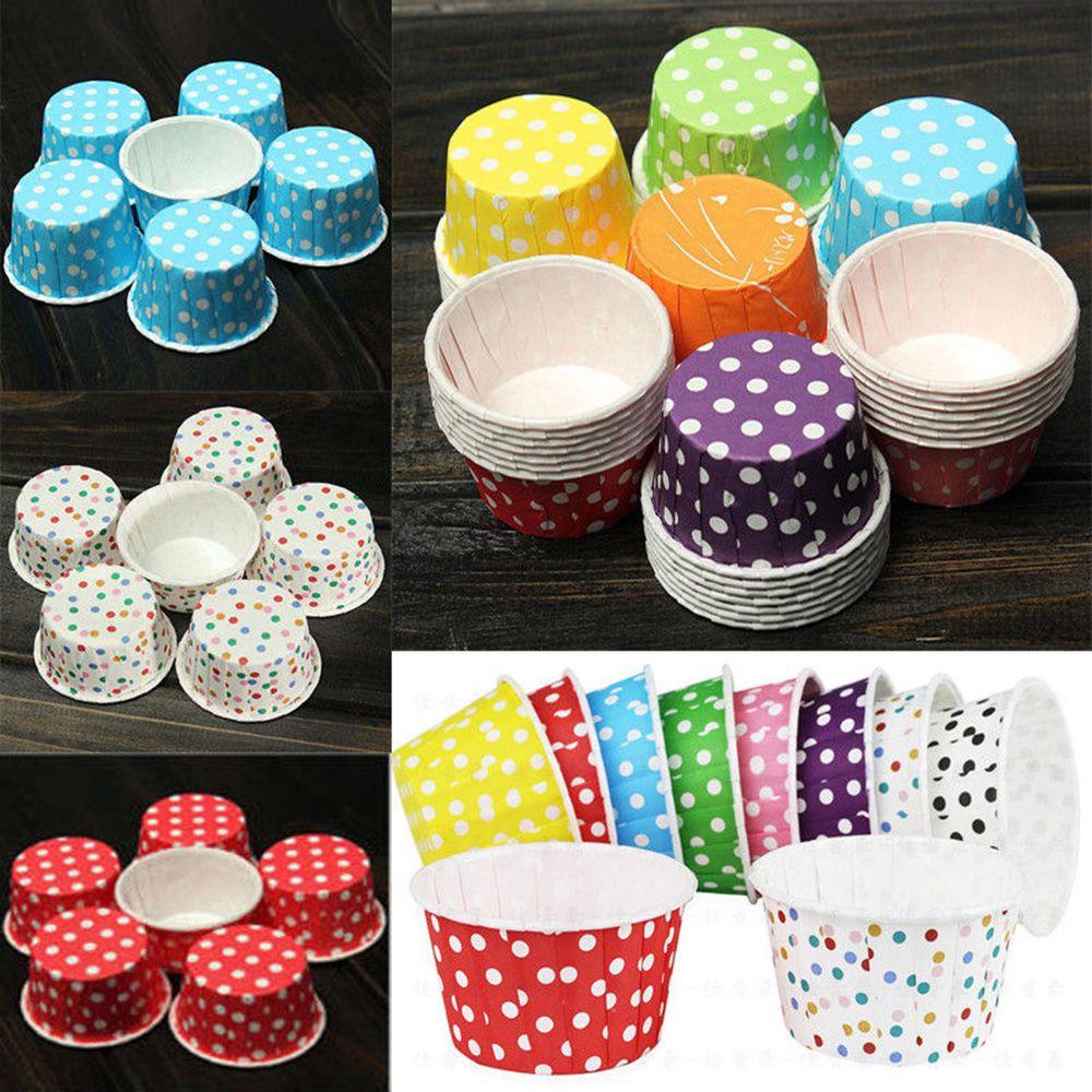 100 шт., бумажные формочки для выпечки с точечным декором, чехол для кексов, обертка для выпечки