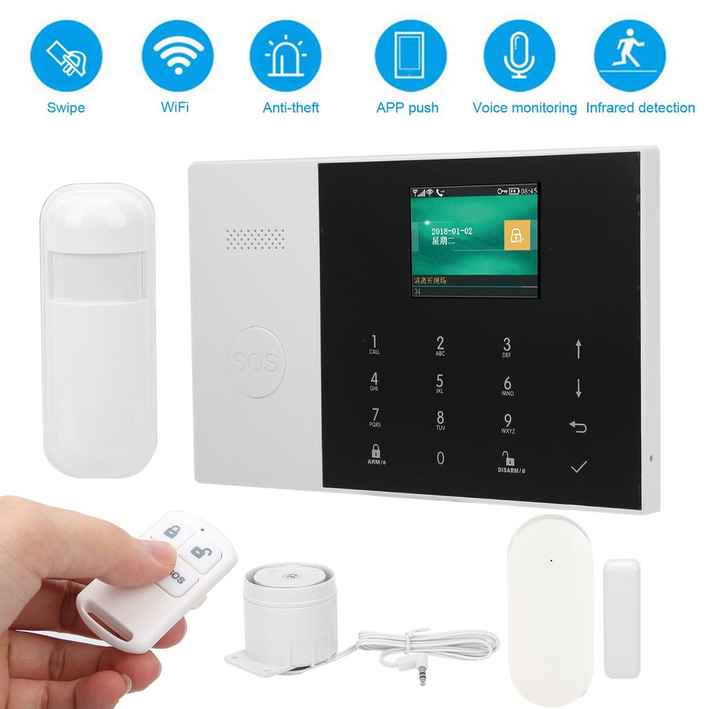 WIFI+GSM+GPRS 2.4in TFT Alarm System AntiTheft Detector with SOS Button for Home Surveillance for