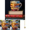 Painted Book Mug Modern Sculpted Coffee Cup With Colorful Design For Office Desk Decor