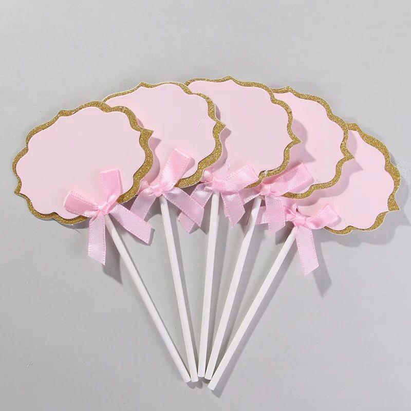 5 Pieces Cake Decoration Writing Board Inserting Blessing Baking Color Star Happy Birthday Holiday Bowknot Inserting Party Supplies