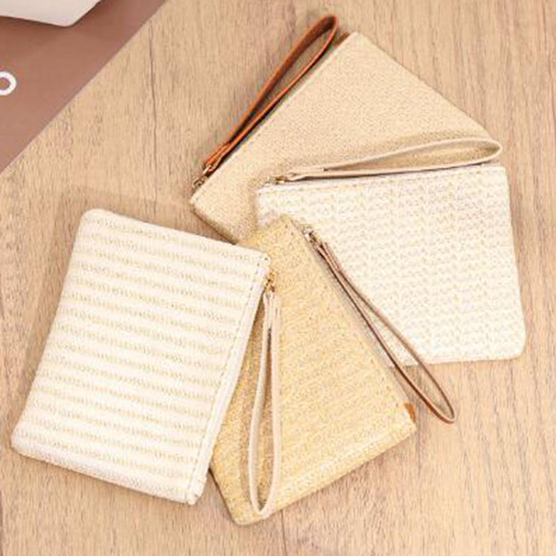 Женская летняя соломенная сумка с вертикальной полоской, новая мини-сумочка, кошелек, сумка для карт, женские клатчи и браслеты
