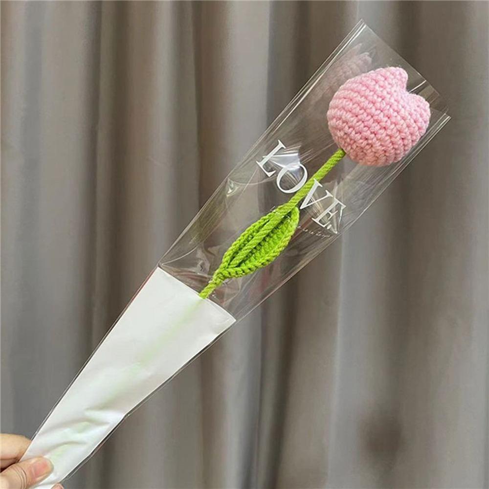 Cotton Knitting Flower Tulips Hand-Knitted Simulation Flower Fashion Flower Bouquet Home