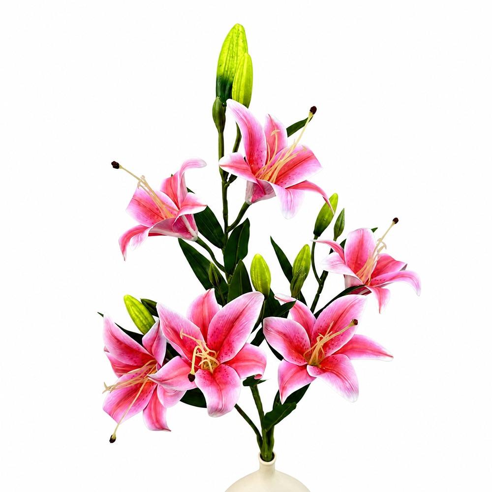 Multicolor Simulation Flower Green Leaves Faux Flower Artificial Lily Flowers Party Supplies