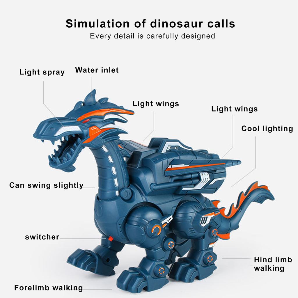 Mechanical Simulation Dinosaur Toy Multi Functional Sound and Light Walking Spray Dinosaur Toys