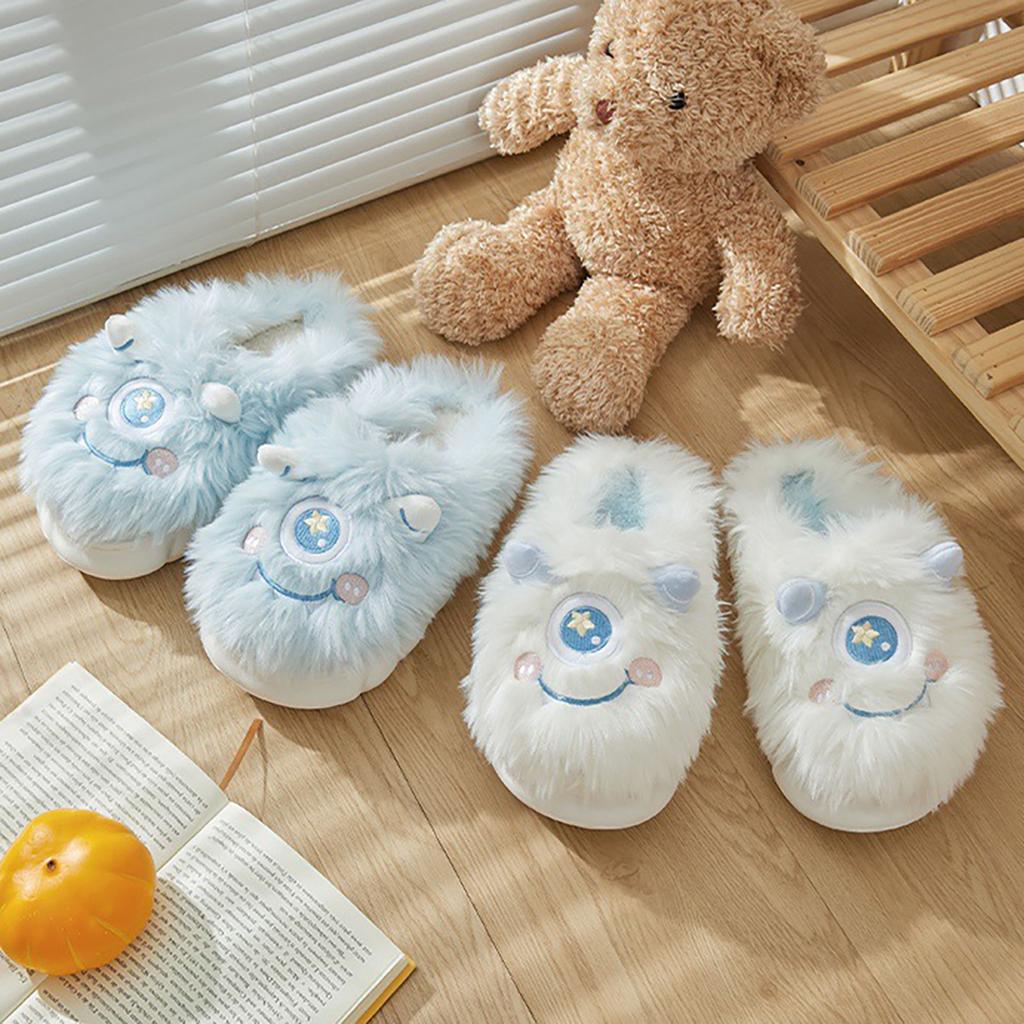 Милые зимние пушистые тапочки для женщин, домашние нескользящие домашние тапочки, теплая зимняя домашняя обувь
