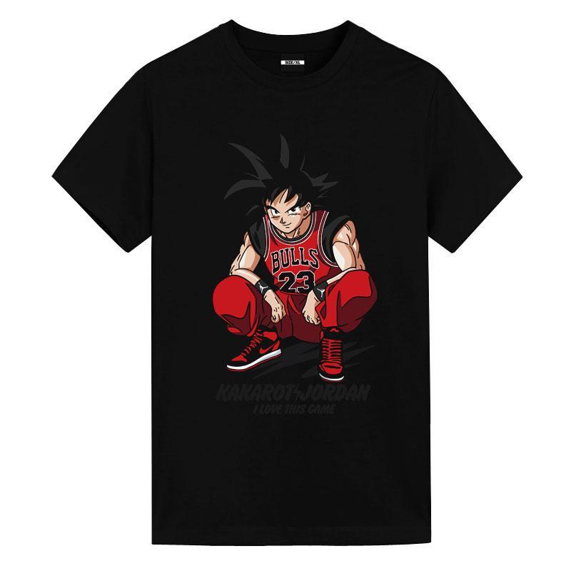 Летняя Коллаборация Dragon Ball Мужская Футболка Супер Сайян Гоку Аниме Баскетбольные Спортивные Шорты С коротким рукавом Хлопок Бренд Streetwear Топы