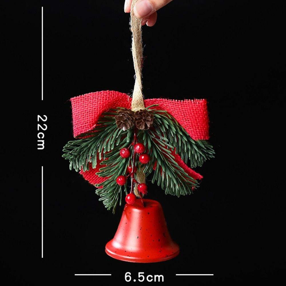 Artificial Pine Christmas Bell Pendant Metal Home Christmas Decoration New Year Supplies
