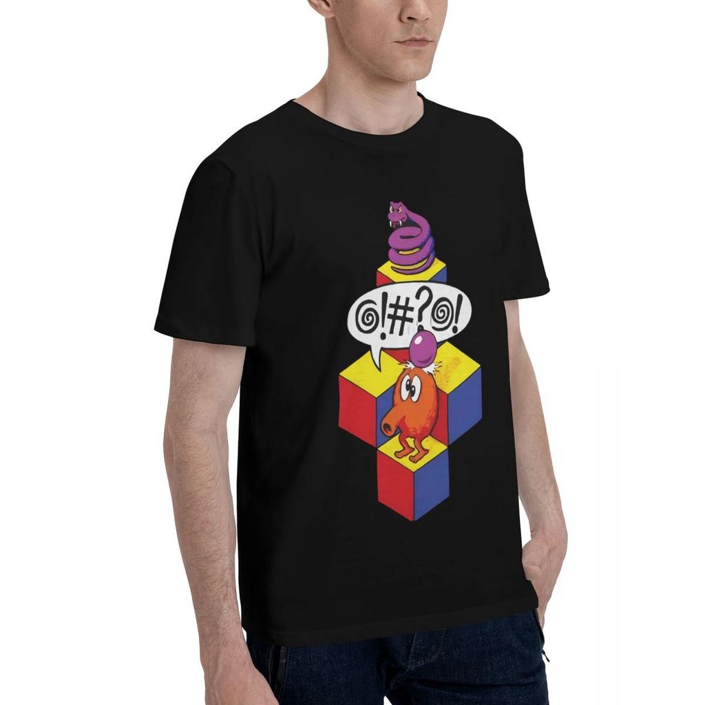 Аркадный Классический Видеоигровой Персонаж Qbert 100% Хлопок Повседневная Дышащая Удобная Аниме Дизайнерская Одежда Мужские Футболки Мужчины